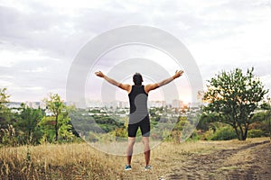 Jogger resting after running