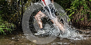 Jogger with splashing water