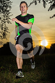 Jogger in sundown
