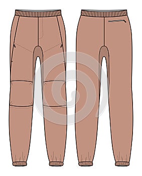Jogger track bottom flex Pants design flat sketch vector illustration, Track pants concept with front and back view, Sweatpants