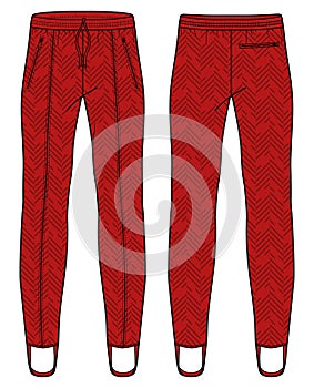 Jogger track bottom Pants design flat sketch vector illustration, Track pants concept with front and back view, Sweatpants for