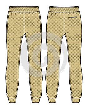 Jogger track bottom Pants design flat sketch vector illustration, Track pants concept with front and back view, Sweatpants for