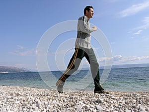 Jogging at the beach