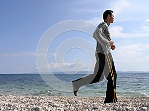 Jogging at the beach