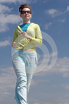 Jogging. Girl running outdoor
