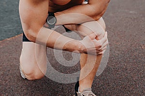 Jogging injury. Warp up before any exercise