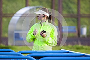 Jogging and Running Concepts. Portrait of Professional Female Running