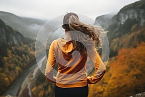 jogging woman outdoor sport in autumn AI generated