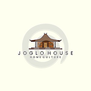joglo house with vintage style logo icon template design. javanese , traditional, culture, vector illustration
