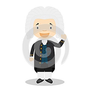 Johan Sebastian Bach cartoon character. Vector Illustration. photo