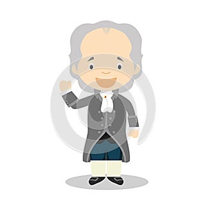 Johan Wolfgang von Goethe cartoon character. Vector Illustration. Kids History Collection photo