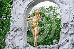 The Johann Strauss monument in city park of Vienna