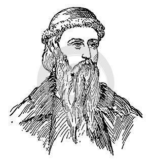 Johannes Gutenberg, vintage illustration