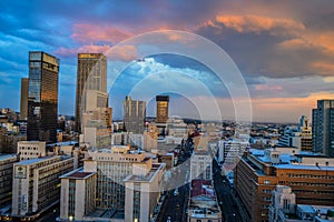 Johannesburg city skyline and hisgh rise towers and buildings