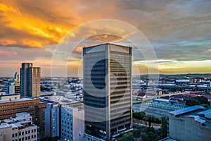 Johannesburg city skyline and hisgh rise towers and buildings