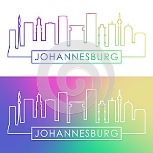 Johannesburg skyline. Colorful linear style.