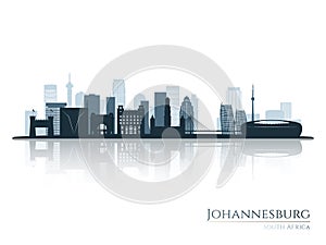 Johannesburg skyline silhouette with reflection.