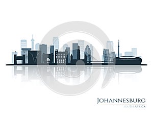Johannesburg skyline silhouette with reflection. photo