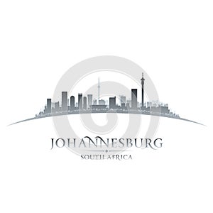 Johannesburg South Africa city skyline silhouette white background