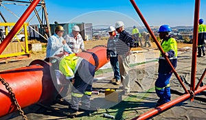 Tradesman working with welding torch