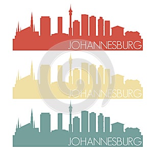 Johannesburg South Africa Skyline Silhouette City Vector Design Vintage Color Set logo Clipart Illustration.