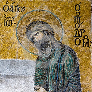 John the Baptist, a Byzantine mosaic in Hagia Sophia Istanbul, T