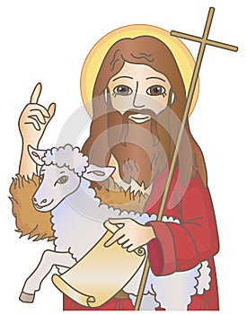 John the Baptist with a lamb vector illustration