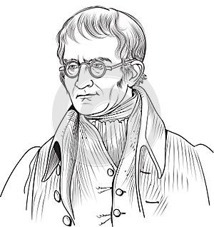 John Dalton isolated cartoon portrait, vector photo