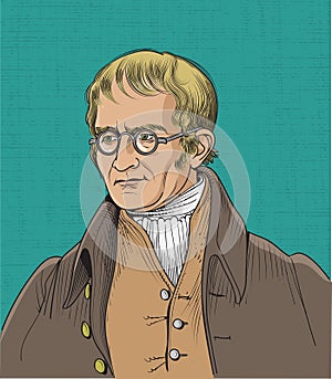 John Dalton isolated cartoon portrait, vector photo