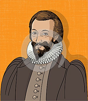 John Donne isolated cartoon portrait, vector