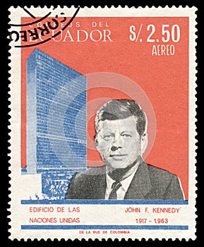 John F. Kennedy on a stamp