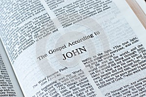John Gospel open Holy Bible Book inspired by God Jesus Christ