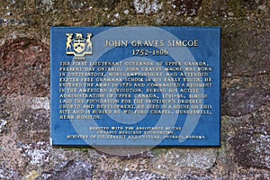 John Graves Simcoe Plaque in Exeter