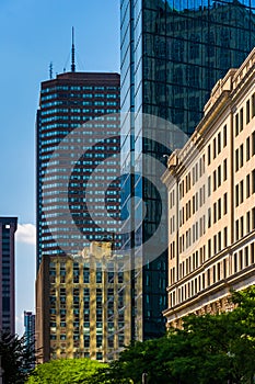 The John Hancock Building and other buildings in Boston, Massachusetts.