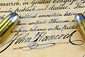 John Hancock's signature - Ammunition on US Constitution