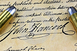 John Hancock's signature - Ammunition on US Constitution