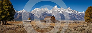 John Moulton Barn within Mormon Row Historic District in Grand Teton National Park, Wyoming - The most photographed barn in USA