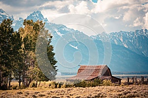 John Moulton barn seen from Mormon Row, Grand Teton National Park