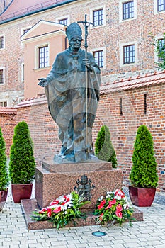 John Paul II statue at Wawel castle in Krakow, Pola