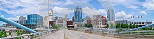 John A. Roebling Bridge and Cincinnati Skyline Panorama, Cincinnati, OH.