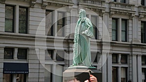 John Watts Statue in Manhattan New York City, a side view