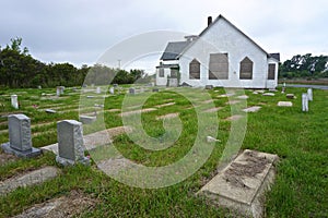 John Wesley United Methodist Church and graveyard on Deal Island, Maryland