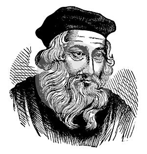 John Wycliffe, vintage illustration photo