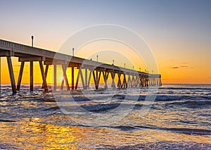 Johnnie Mercers Fishing Pier at sunrise in Wrightsville Beach east of Wilmington,North Carolina,United State.