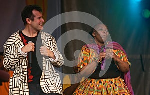 Johnny Clegg performing on stage