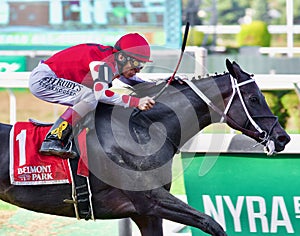 Johnny Vee and Midnight Bisou Winning the Beldame