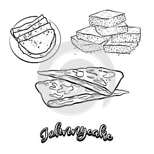 Johnnycake food sketch separated on white