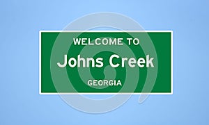 Johns Creek, Georgia city limit sign. Town sign from the USA.