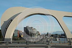 Johnson street bridge frames Inner Harbor in Victoria - 2