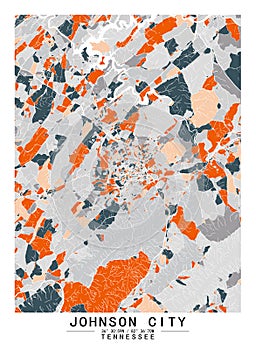 JohnsonCity Tennessee USA Creative Color Block city Map Decor Serie
